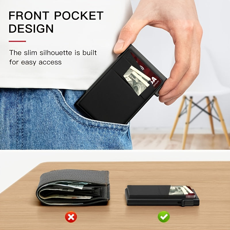 Automatic Pop-Up Credit Card Holder Money Bag Minimalist RFID Blocking Men's Business Card Wallet, Ideal Gift For Men