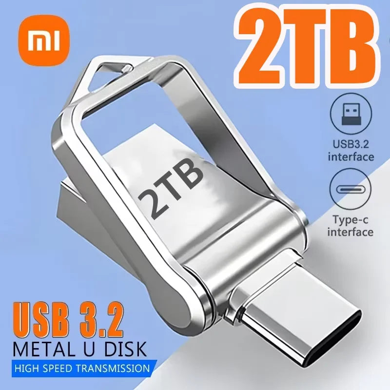 Xiaomi 2TB USB 3.2 Flash Drive High Speed Type-C Interface Dual-Use Flash Memory 512GB 1TB Stick For Phone Windows 11 Computer