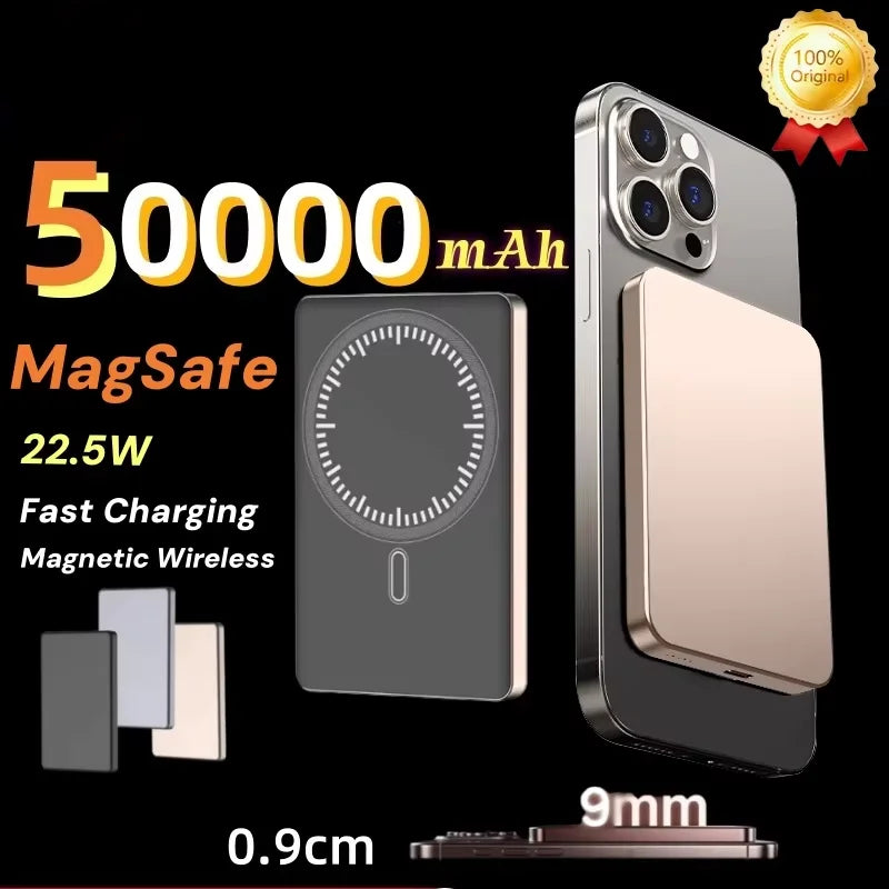 50000mAh Power Bank For iPhone 17 16 Pro Max Magnetic Wireless 22.5W Ultra Capacity Super Fast Charging Power Bank 2025