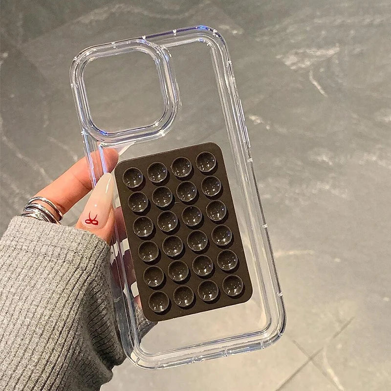 Phone Case For iPhone 17 16 15 14 Pro Max Air 16E 11 12 13 Pro Max 7 8 XR X 3D Suction Cup Airbag Transparent Shockproof Cover