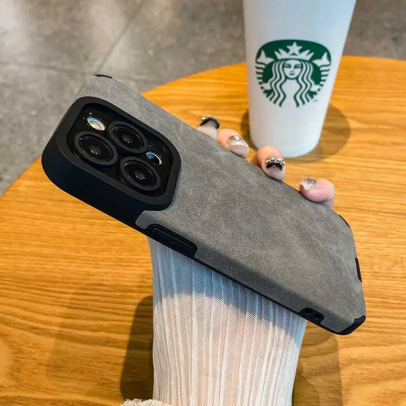 Fashion Phone Case For iPhone 17 Air 16 15 14 13 12 11 Pro Max 16 Plus Fur Leather Full Lens Protection Cases Cover